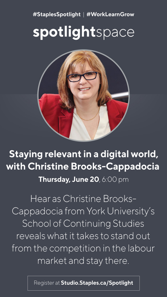 Christine Brooks-Cappadocia presents at the Staples Studio on June 20, 2019
