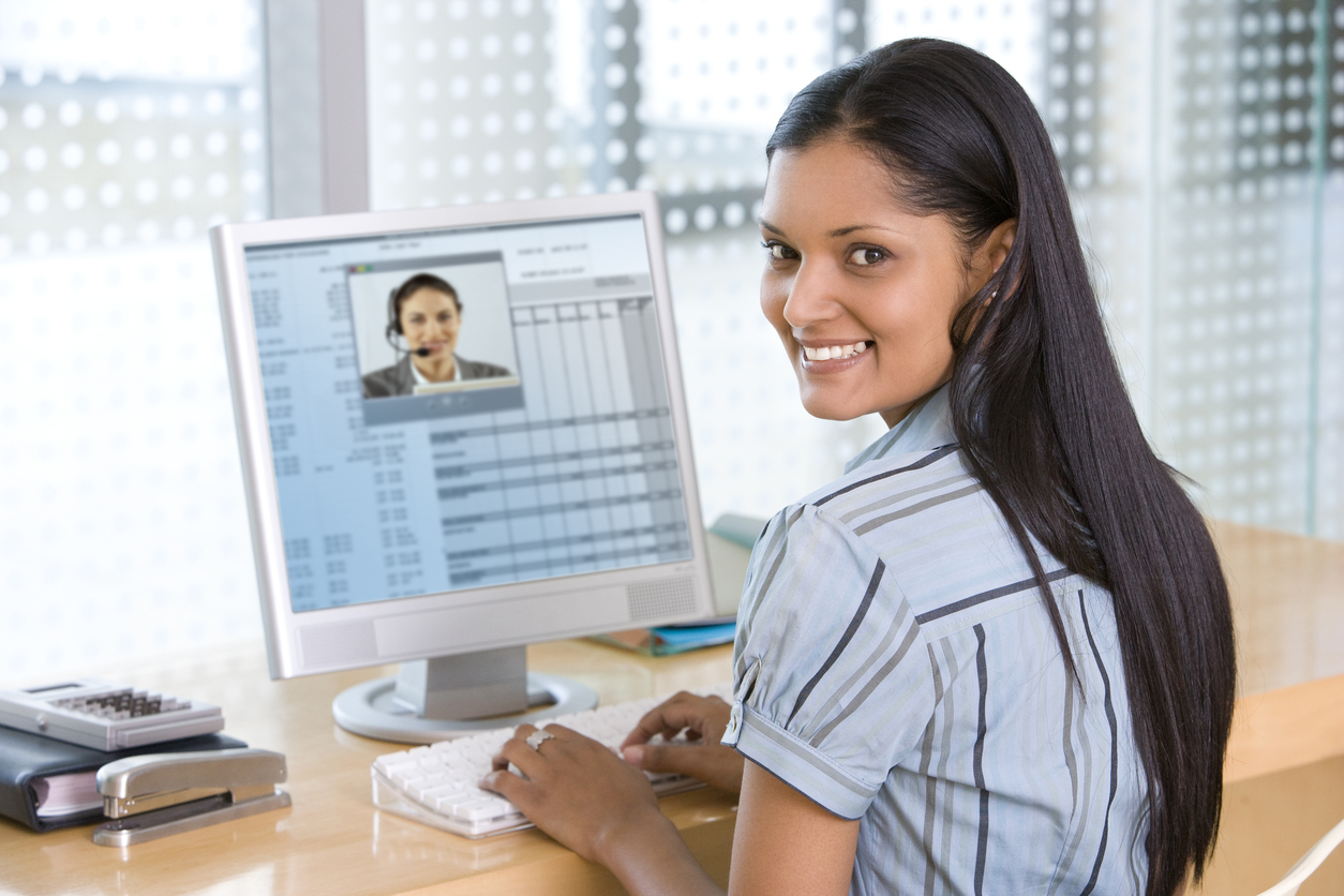 Young Businesswoman on Teleconference Video Call