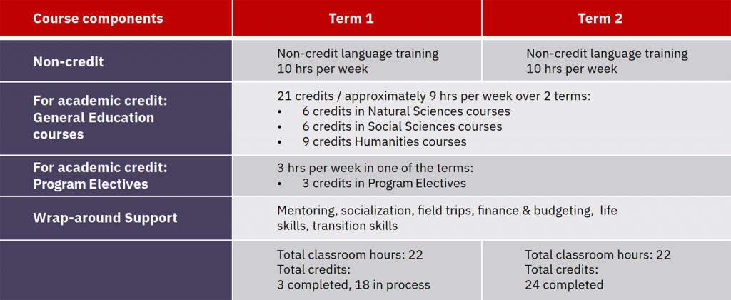 IYOUP Course Components Chart