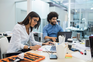 IT support team programming and working as a team