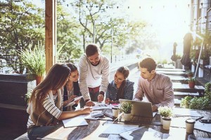 Digital marketing professionals working together