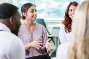 Group of students networking