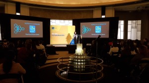 Student speaking at Toronto Machine Learning Summit 2018